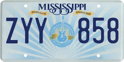 MS license plate ZYY858