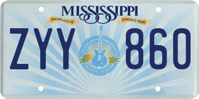 MS license plate ZYY860