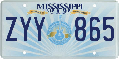 MS license plate ZYY865