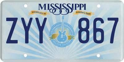 MS license plate ZYY867
