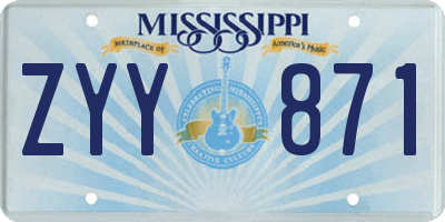 MS license plate ZYY871