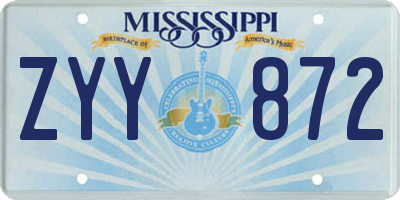 MS license plate ZYY872