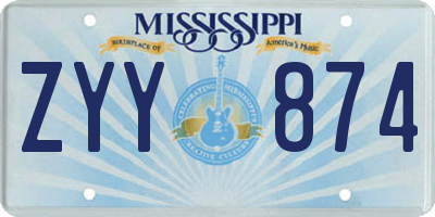 MS license plate ZYY874