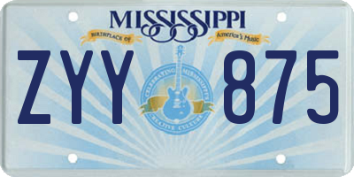 MS license plate ZYY875