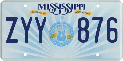 MS license plate ZYY876
