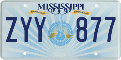 MS license plate ZYY877