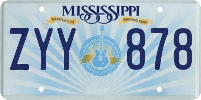 MS license plate ZYY878