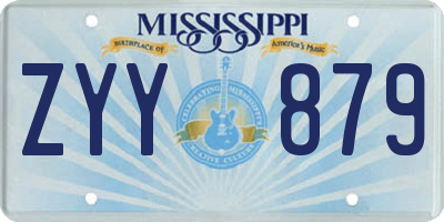 MS license plate ZYY879