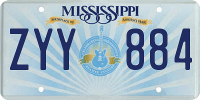 MS license plate ZYY884
