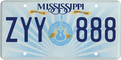 MS license plate ZYY888