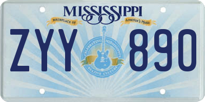 MS license plate ZYY890