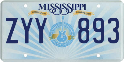 MS license plate ZYY893