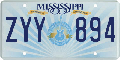 MS license plate ZYY894