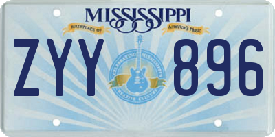MS license plate ZYY896