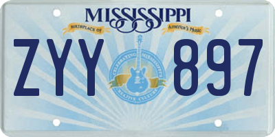 MS license plate ZYY897