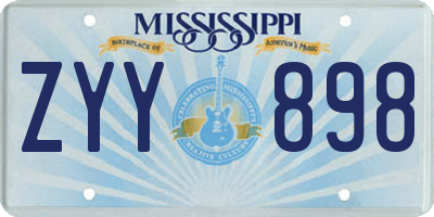 MS license plate ZYY898