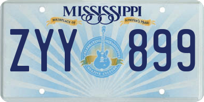 MS license plate ZYY899