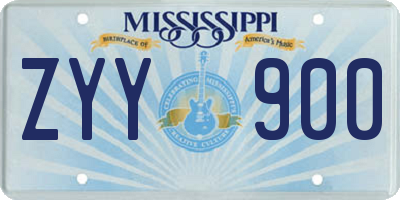 MS license plate ZYY900