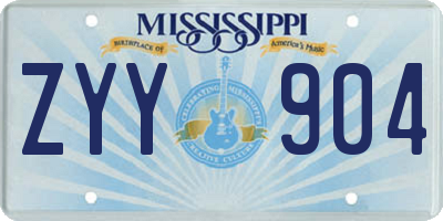 MS license plate ZYY904