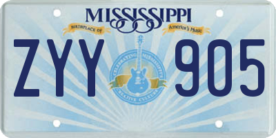 MS license plate ZYY905