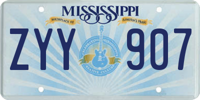 MS license plate ZYY907
