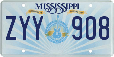 MS license plate ZYY908