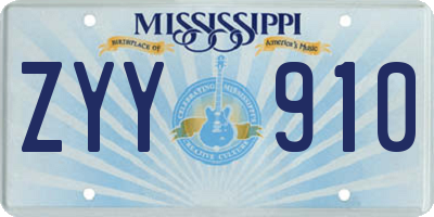 MS license plate ZYY910