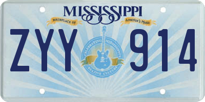 MS license plate ZYY914