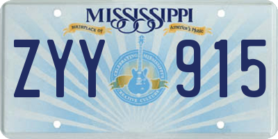 MS license plate ZYY915