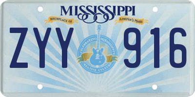 MS license plate ZYY916
