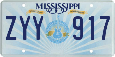 MS license plate ZYY917