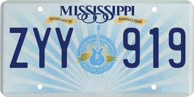 MS license plate ZYY919