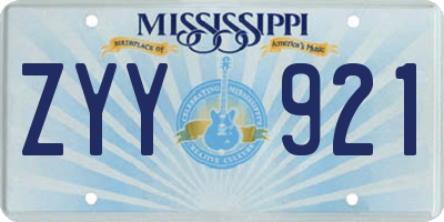 MS license plate ZYY921