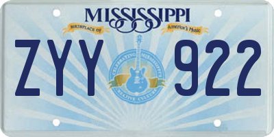MS license plate ZYY922