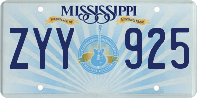 MS license plate ZYY925