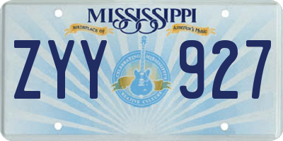 MS license plate ZYY927
