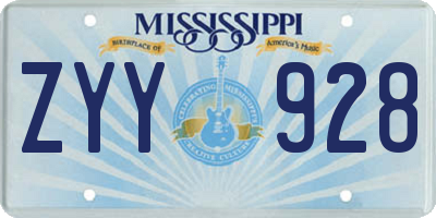 MS license plate ZYY928
