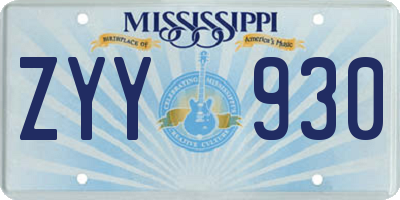 MS license plate ZYY930