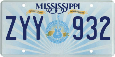 MS license plate ZYY932