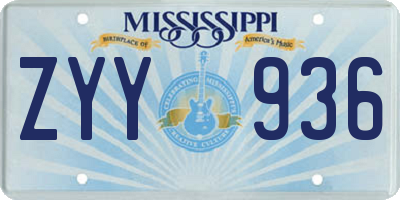 MS license plate ZYY936