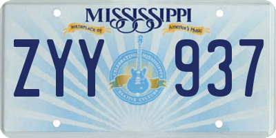 MS license plate ZYY937
