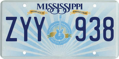 MS license plate ZYY938