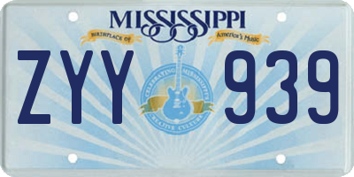 MS license plate ZYY939