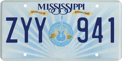 MS license plate ZYY941