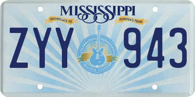 MS license plate ZYY943