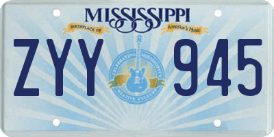 MS license plate ZYY945