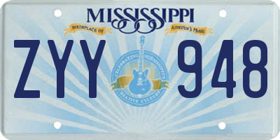 MS license plate ZYY948