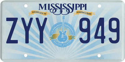 MS license plate ZYY949
