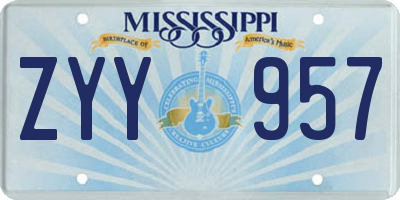MS license plate ZYY957