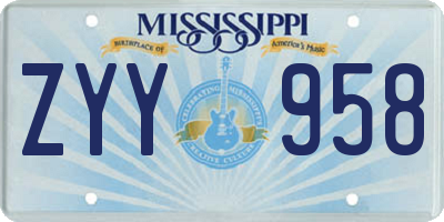 MS license plate ZYY958
